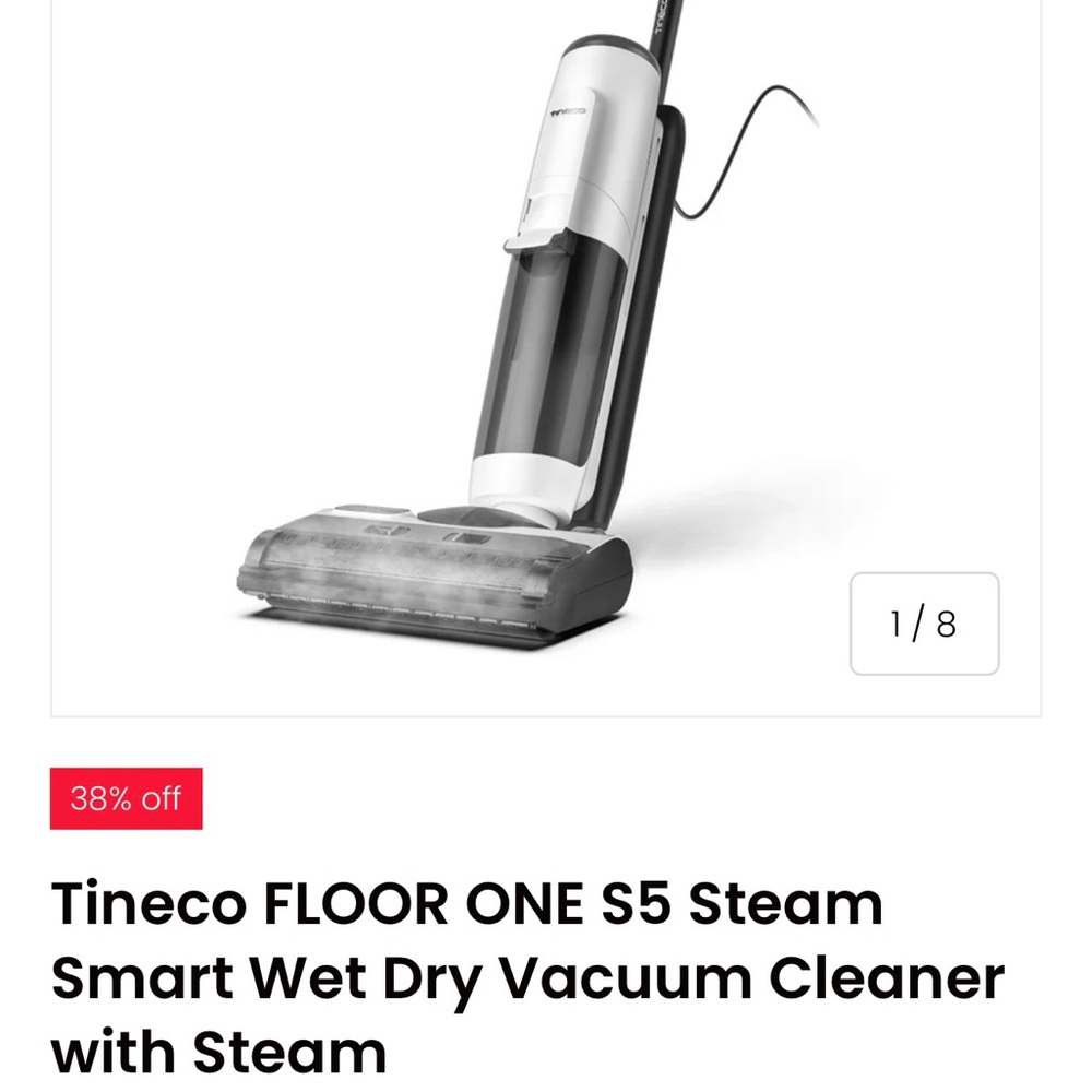 Tineco FLOOR ONE S5 Steam Smart Wet Dry Vacuum Cleaner with Steamer